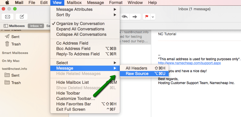 how to get Email headers in MacMail
